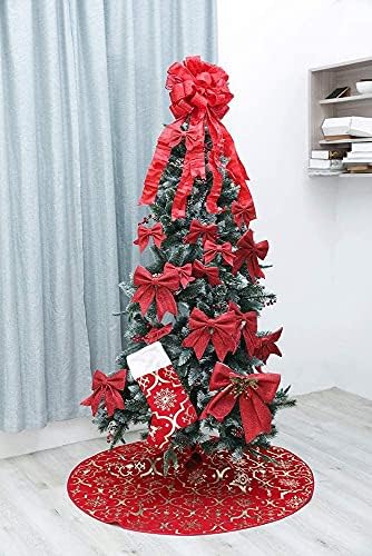 Flash World 36 Inch Large Christmas Tree Skirt Xmas Soft Cover Mat Decor Snowflake Collar Farmhouse Tree Skirt for Holiday Ornaments Party Home Indoor Decorations (Red, 36INCH) - Image 4