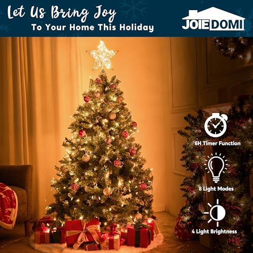 JOIEDOMI 9.5inch Metal Beaded Christmas Star Tree Topper, 20LED Warm White Lights Golden Tree Topper, USB Powered Remote Control for Christmas Tree Decorations Home Holiday Party Indoor Decor - Image 4