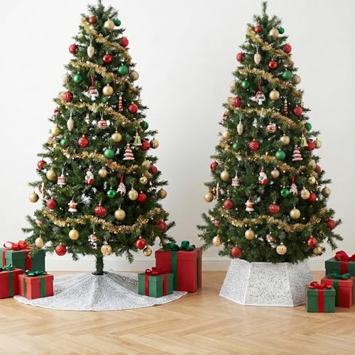 Mr. Pen- Silver Sequin Christmas Tree Skirt and Tree Collar - Image 3