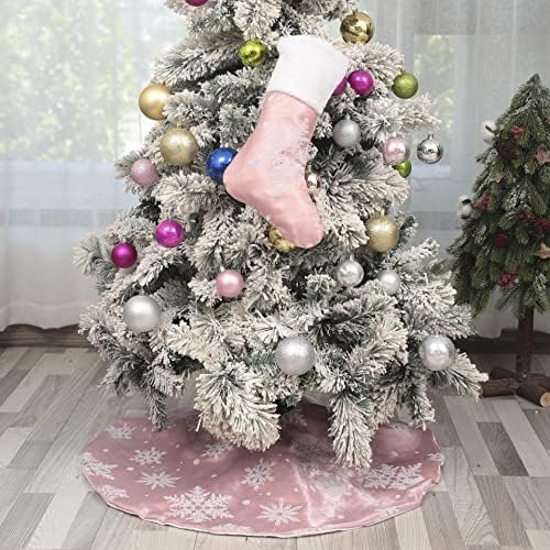 Flash World 36 Inch Large Christmas Tree Skirt Xmas Soft Cover Mat Decor Snowflake Collar Farmhouse Tree Skirt for Holiday Ornaments Party Home Indoor Decorations (FIocking Pink, 36INCH) - Image 4