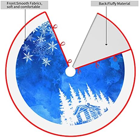 48 Inches Blue Christmas Tree Skirt Rustic Thick Xmas Tree Skirt with Snowflake Winter Happy New Year Decoration for Home Holiday Party - Image 5
