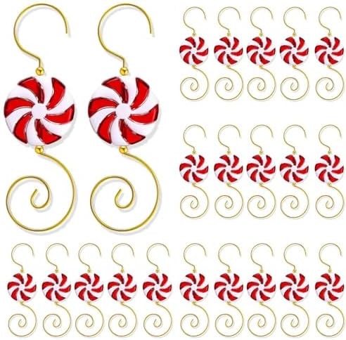 Christmas Ornament Hooks Candy, 20 Piece Candy Bead Wire Hangers for Christmas Tree Decorating by BASEMMAHER