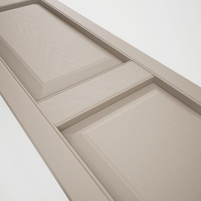 Ekena Millwork Lifetime Vinyl LP2S12X03500CL Standard Two Equal Panel Vinyls, Raised Panel Vinyl Shutters, w/Installation Shutter-Lok's & Matching Screws (Per Pair), 12"W x 35"H, Clay