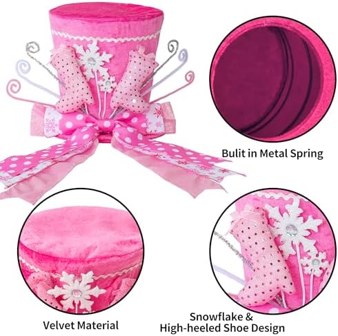 Christmas Tree Topper, Christmas Tree Topper Hat, Pink high Heels Tree Topper Christmas Decorations with Bow Ribbon Christmas Tree Ornaments for Holiday Family Xmas Décor - Image 3