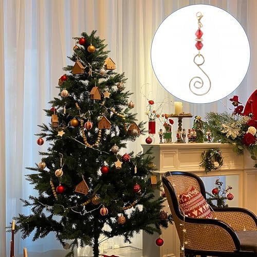 INCREWAY 20 Pcs Lobster Knot Christmas Hook Decorative with Lobster Claws Hanging Metal Wire Red Rhombic Crystal Jeweled Swirl for Crafts Xmas Decoration (Golden) - Image 5