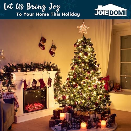 Joiedomi 8 Inch Christmas Tree Toppers, 30 LED Rustic Rattan Star Lighted for Xmas Decorations, Holiday Party Indoor Decor - Image 6