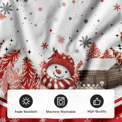 AVOIN colorlife Red Snowflake Snowman Cardinal Christmas Tree Skirt 48 Inch - Image 7