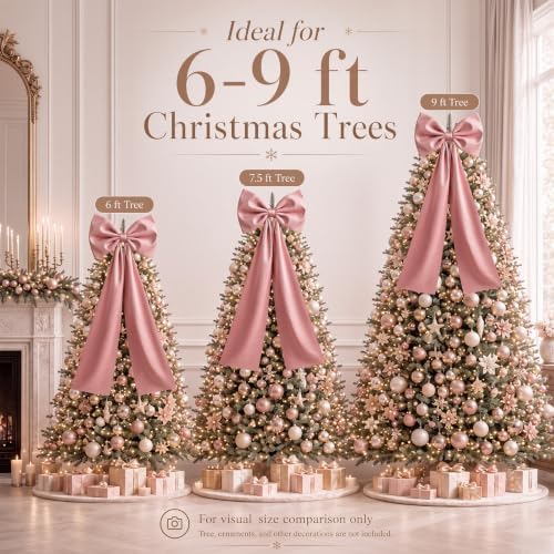 Daifunli 20 x 47 in Giant Satin Bow Christmas Tree Topper,Dusty Pink - Image 3