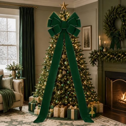 Norme 1 Pcs Dark Green Extra Large Christmas Tree Topper Bow Decor by Norme