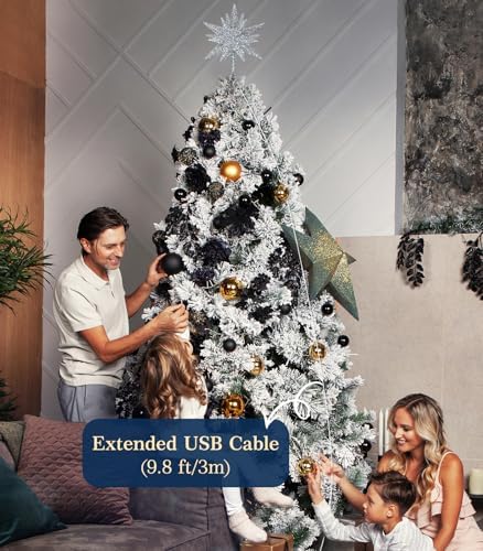 Luxspire Christmas Tree Topper, 3D Lighted Star Tree Topper with USB Plug-in & Remote Control, 9.6" Christmas Tree Star Lights for Home Holiday Decor, 6H Timer & 8 Lighting Modes, Silver - Image 4