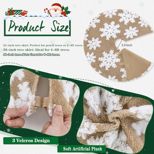 48 Inch Christmas Tree Skirt Rustic Khaki Fluffy Skirt Faua Fur Mats - Image 4