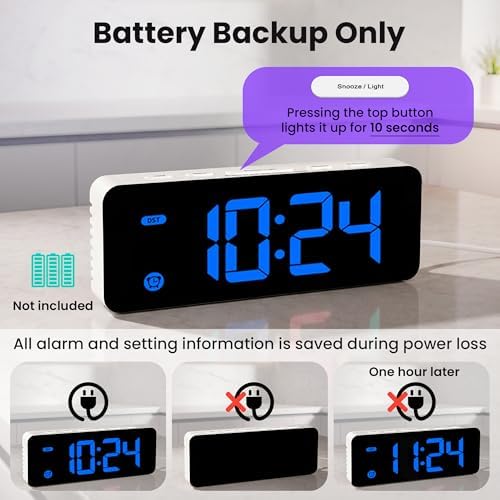 Small Digital Alarm Clock for Kids with Dimmable Backlight Volume Blue - Image 5