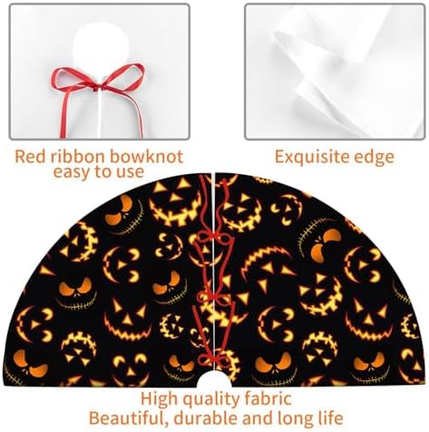 Halloween Tree Skirt 36Inch Pumpkin Smile Face Halloween Christmas Tree Decorations Black Tree Skirt for Fall Holiday Party Home Decor - Image 4