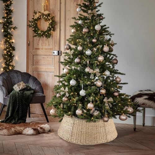Rocinha 32 in Extra Large Rattan Christmas Tree Collar Basket - Rustic Handcrafted Christmas Tree Stand Cover Woven Tree Skirt Collar Christmas Tree Decoration Farmhouse Indoor Decorations for Home - Image 5