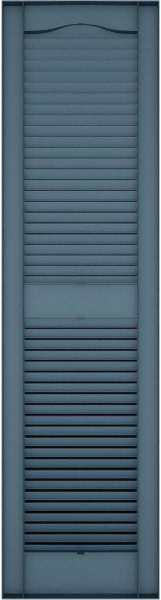 Ekena Millwork Lifetime Vinyl LL1S14X04800CB Standard Cathedral Top Center Mullion, Open Louver Vinyl Shutters, w/Installation Shutter-Lok's & Matching Screws (Per Pair), 14 1/2"W x 48"H, Classic Blue
