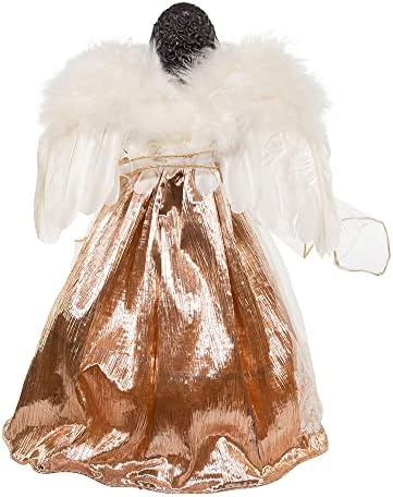 Kurt Adler 16-Inch White/Rose Gold Black Angel Tree Topper - Image 4