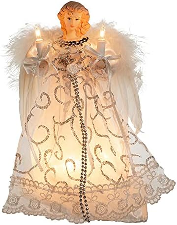 Kurt Adler UL 10-Light Angel Treetop, 8.5-Inch, White/Silver by KurtSAdler