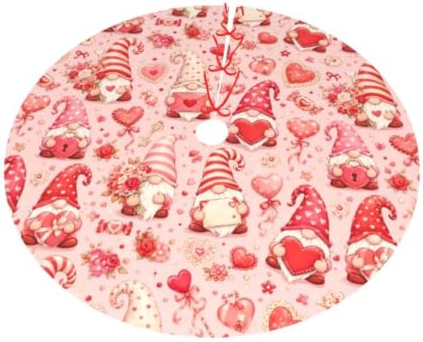 Hearts Gnome Christmas Tree Skirt Tree Mat for Xmas Holiday Party Decorations Indoor Outdoor 36 Inch - Image 3