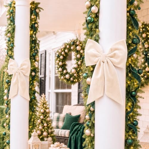 HunnmingRe 20 x 30 Inches Cream Large Velvet Bow Decor Giant Bow Party Decorations for Wall Backdrop Wedding Bridal Shower Birthday Party Room Home Wreath & Door Hanging Decorations - Image 5