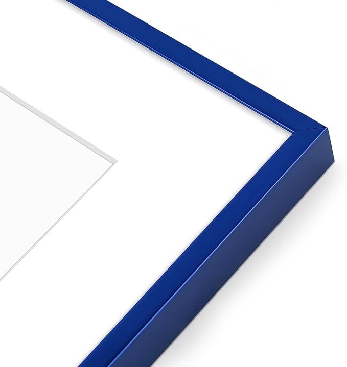 Golden State Art 16x20 Picture Frame 6 Pack - Navy Blue Aluminum Photo Frames With 11x14 Mats and Real Glass Cover - Elegant Minimalist Wall Gallery Frames for Home or Office Decor
