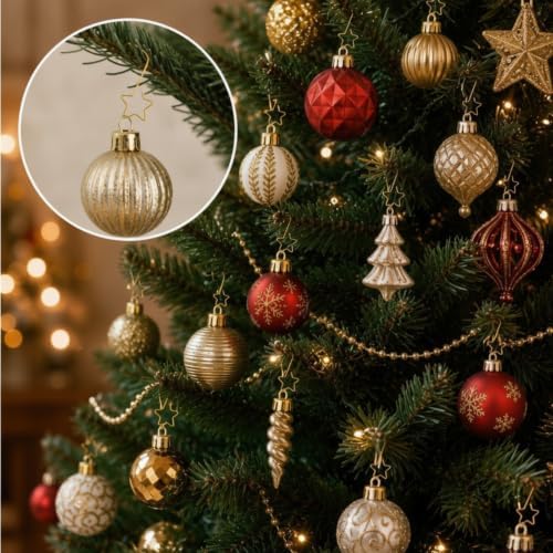 Hicarer 200 Pcs Christmas Ornament Hooks,2" Star Shaped Gold for Xmas Tree - Image 5