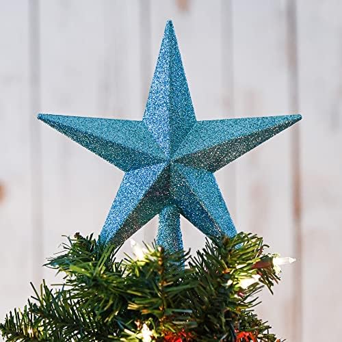 Glitter Star Christmas Tree Topper - 8" Tiffany Blue Xmas Decor Ornament - Image 2