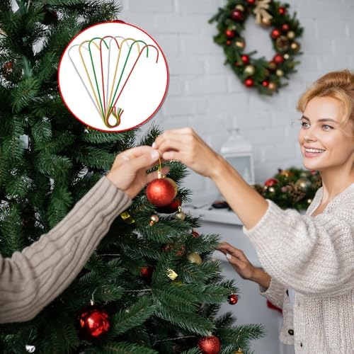 Mixweer 120pcs Christmas Ornament Hooks 0.51 x 2.36'', Multicolor - Image 2