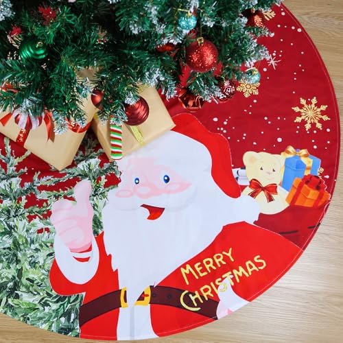 Multiwins 48 Inch Red Santa Claus with Snowflake Christmas Tree Skirt for Holiday Party Christmas Decorations by multiwins