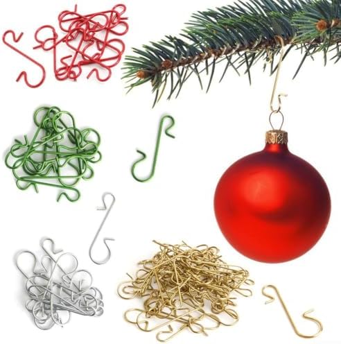 100 Pack Christmas S Hooks For Tree Ornaments, Metal Decoration Hangers For Balls Lights Dolls, Silver(Red) - Image 4