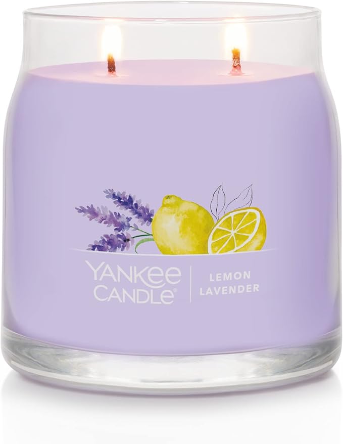 Yankee Candle Lemon Lavender Scented Signature 13oz Medium Jar 2-Wick Candle Over 35 Hours of Burn Time