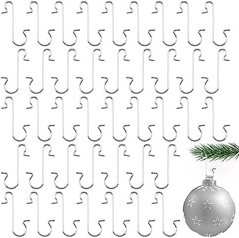 Ornament Hangers, 100 Pack Christmas Hooks for Tree Decorating, Garland Decorations, Silver by Zanzike