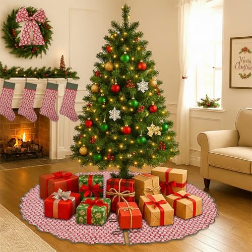Ridhi Choclate Cosmos Hand Block Print Cotton Christmas Tree Skirt 70 Inch - Image 3