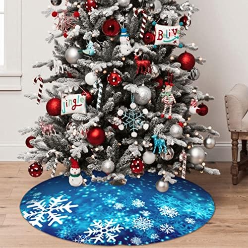 Christmas Tree Skirt Snowflake Blue Xmas Winter 36 Inch for Xmas New Year Nightmare Before Christmas Decorations Lobby Home - Image 4