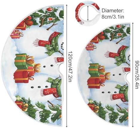 Christmas Trees Snowman Christmas Tree Skirt Large Xmas Tree Skirts Decorations 48 in Burlap Tree Mat Cover for 4 ft Trees Holiday Party - Image 4