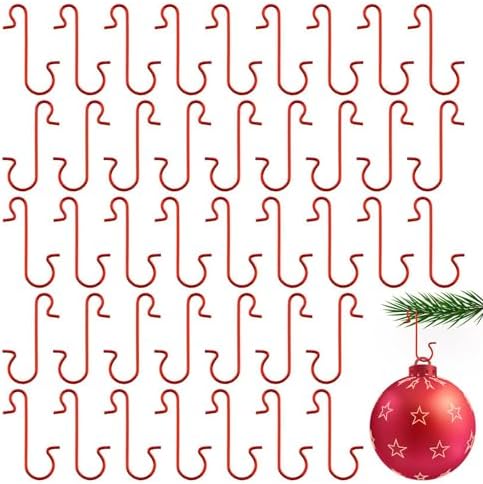 100 Pcs Christmas Tree Ornament Hooks Metal S Shaped Hanging Hook Holder Christmas Ball Pendant New Year Party Decoration Party Hooks by Unknown