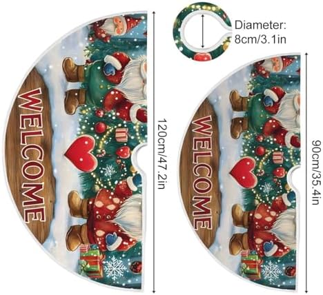 Gnomes Baubles Christmas Tree Skirt Small Xmas Tree Skirts Decorations 36 in Burlap Tree Mat Cover for 4 ft Trees Holiday Party - Image 4