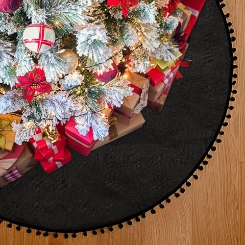 Christmas Tree Skirt Black 36 inches Tree Skirt for Christmas Decorations - Image 5