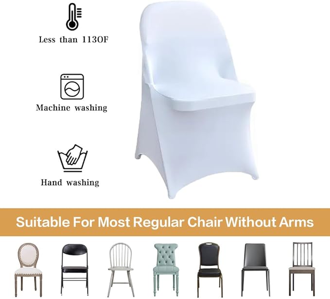 30 Pcs White Folding Chair Cover Washable Removable Universal Fitted Chair Cover Protector for Wedding Party Banquet Holidays Celebration Decoration Chair Covers