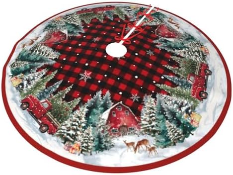 Christmas Truck Traditional Christmas Tree Skirt Holiday Party Xmas Tree Skirt Mat Christmas Ornaments Decoration 36 Inch - Image 7