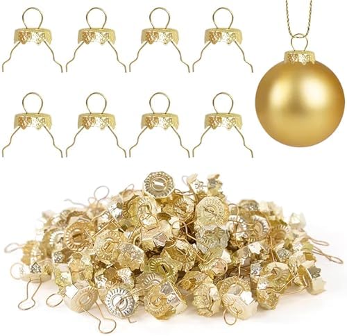 Ornament Caps 400 Pcs Christmas Ball Caps Gold Silver Removable Metal Hanger Home Xmas Tree DIY Decoration Balls Accessories(Gold) by Unknown