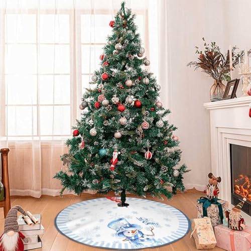 Christmas Tree Skirt 48 Inch Blue Snowman Decorations for Christmas Tree - Image 6