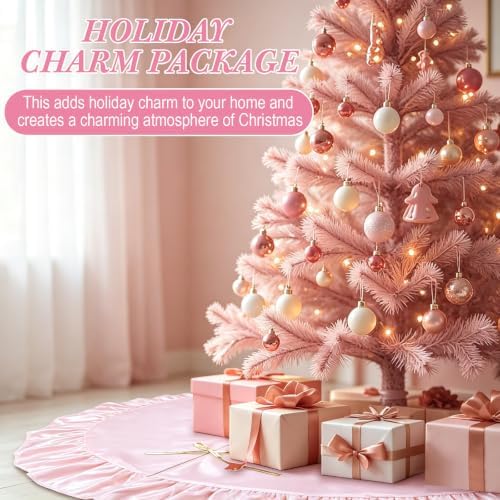 48 Inches Velvet Halloween Tree Skirt Decorations Pink Luxury Xmas Fur Plush Skirts for Halloween Merry Christmas Party Rustic Vintage Holiday Home Winter - Image 5