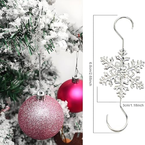 Christmas Snowflake Ornament Hooks Hanger, 20 PCS Silver Snowflake Decorations Christmas Tree Hanging Ornament Hook, Xmas Decoration Tree Wall Party Home Accessories - Image 2