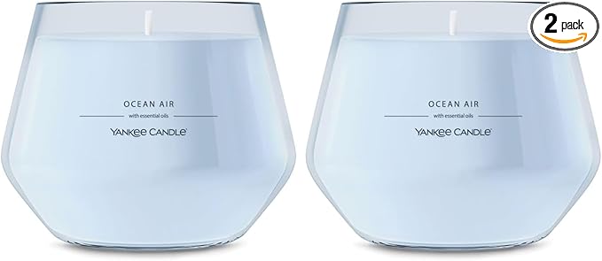 Yankee Candle Studio Medium Candle, Ocean Air, 10 oz: Long-Lasting, Essential-Oil Scented Soy Wax Blend Candle | 40-65 Hours of Burning Time (Pack of 2)