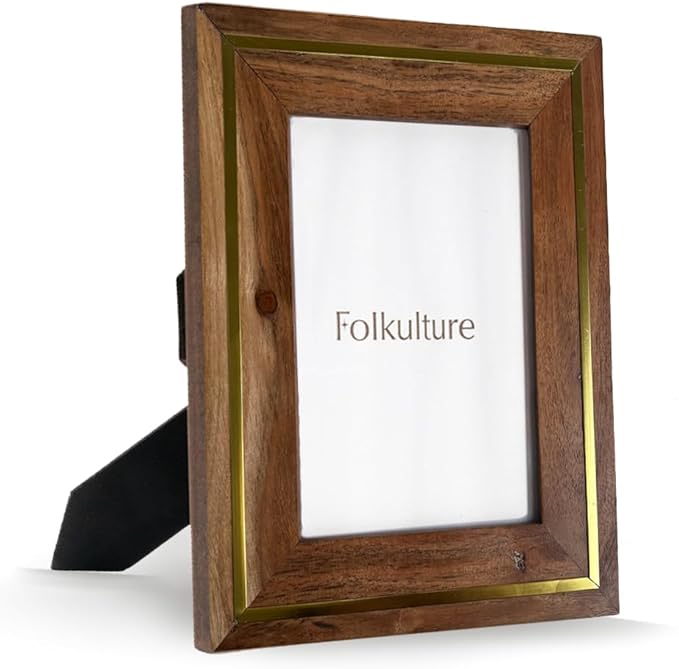 Folkulture MDF Photo Frame for Wall or Tabletop | Rustic Roots 5x7 Rustic Wooden Picture Frame with Plexiglass | Vertical & Horizontal Display | Handmade House Warming Gifts