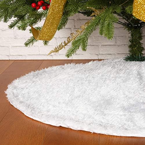Sattiyrch Faux Fur Christmas Tree Skirt,White Xmas Decorations for 5ft Christmas Tree (White, 30in) by Sattiyrch