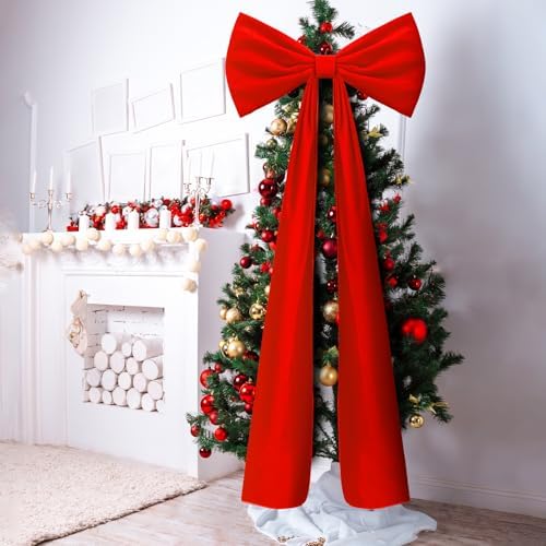 Knitgrip 1 Pack 20x71 in Christmas Large Velvet Bows, Red - Image 5