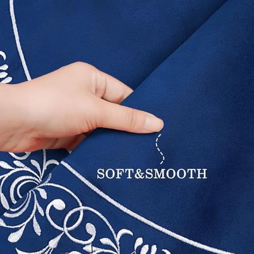 Blue Christmas Tree Skirt Velvet 48 inch，Large Elegant Velvet Blue Tree Skirt Fur Plush, Xmas Tree Skirts with Floral Embroidered Vintage Pattern Round for Merry Christmas Party Xmas Tree Decorations - Image 4