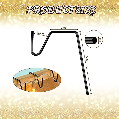 Ripeng 100 Pieces Christmas Gutter Clips & Hooks, Stainless Steel Heavy Duty Light Hook for Metal Gutter, Holiday Light Clips for Outside Grid Hanger Wire Ornament String Party Hanging Decor(Black) - Image 2