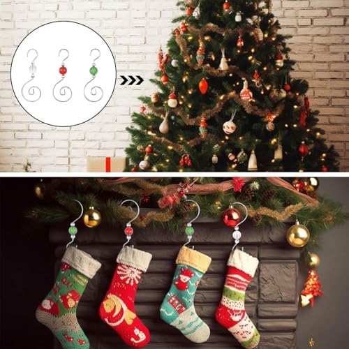 INCREWAY 30 Pcs Silver S-Shaped Christmas Ornament Tree Hanger Hooks Metal Decoration Hooks with Clear Round Crystal Beads for Party, Home Decor (3-Color Bead) - Image 6